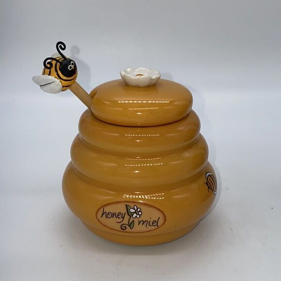 Lot of 2 Honey Pots Ceramic Vintage - Picture 3 of 8